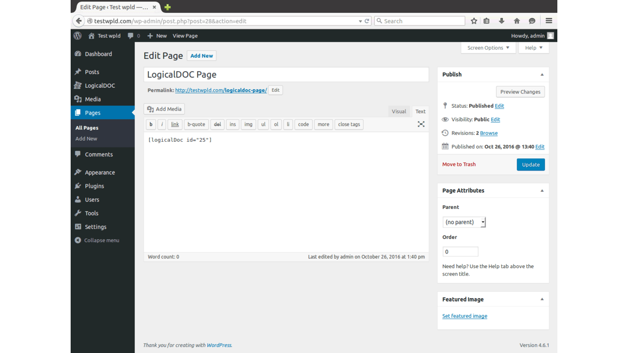 Embed LogicalDOC Documents in WordPress Pages and Posts